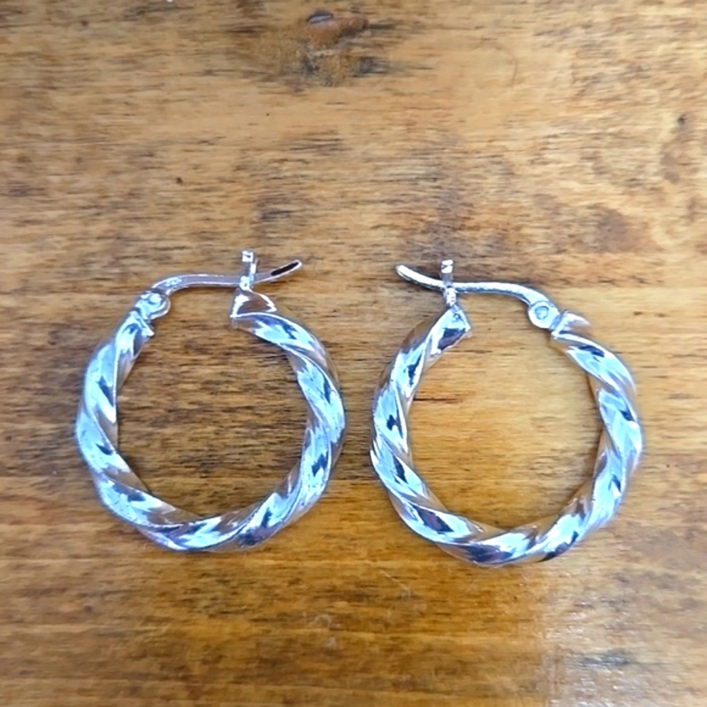 Sterling Silver Twisted Hoop Lever Back Earrings